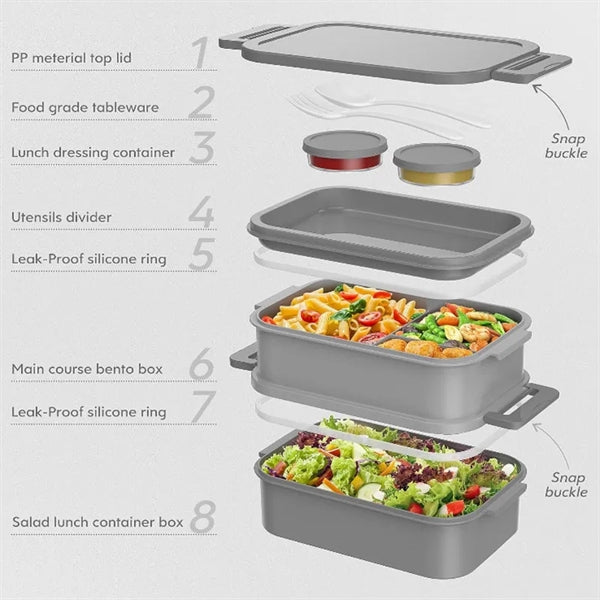 Adult Bento Lunch Box 3 Layers Stackable Leak Proof