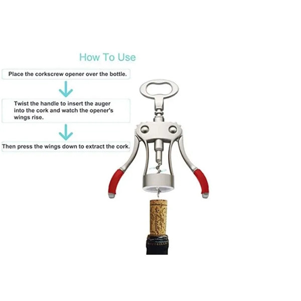 Stainless Steel Wing Corkscrew Wine Opener Cork  Remover