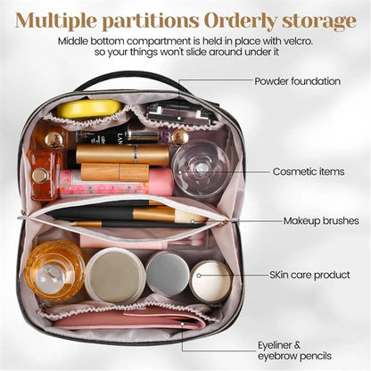 Large Capacity Travel Cosmetic Bag with Wide Opening