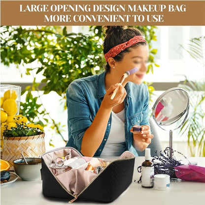Large Capacity Travel Cosmetic Bag with Wide Opening