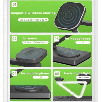 5 in 1 Fast Wireless Charger Stand Magnetic Charging Station