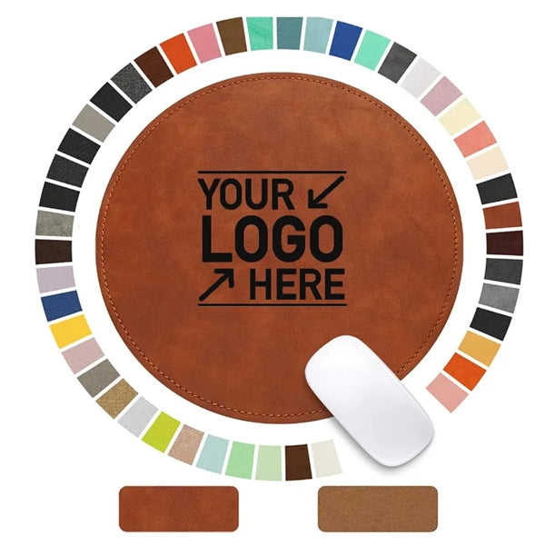 PU Leather Round Mouse Pad