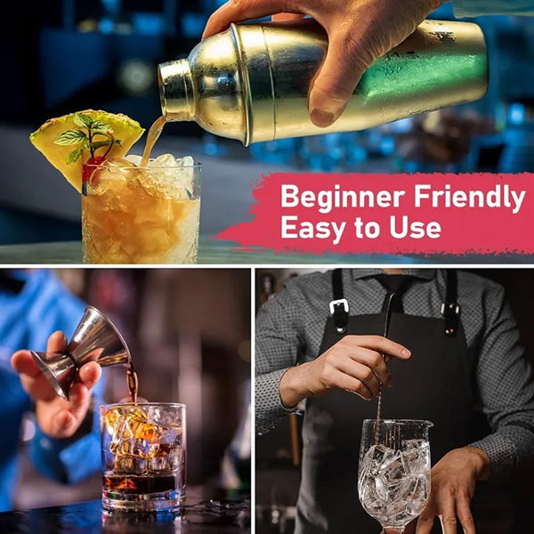 20oz Cocktail Shaker Set 3pcs Jigger Spoon