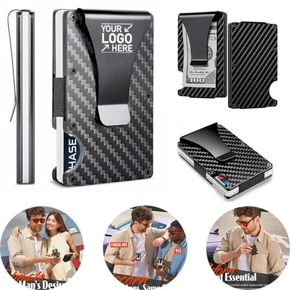 Minimalist arbon Fiber RFID Blocking Aluminum Slim Wallet