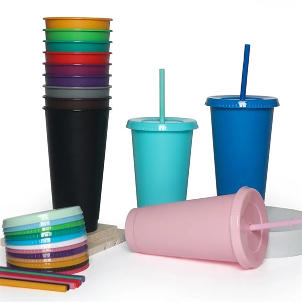26oz Plastic Cup With Lid & Straw
