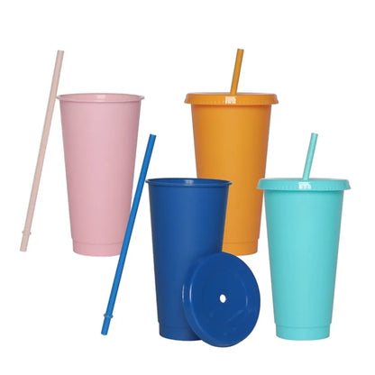 26oz Plastic Cup With Lid & Straw