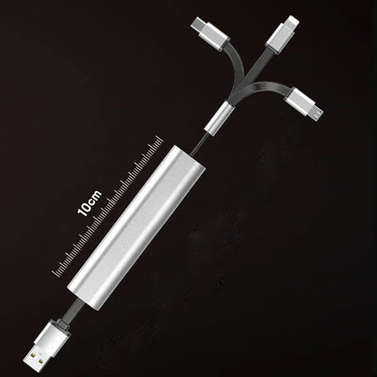 3A Fast Charging 3 In 1 Zinc Alloy Data Cable