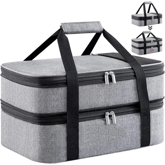 Insulated Double Casserole Carrier Thermal Lunch Tote Bag