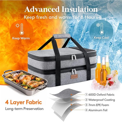 Insulated Double Casserole Carrier Thermal Lunch Tote Bag