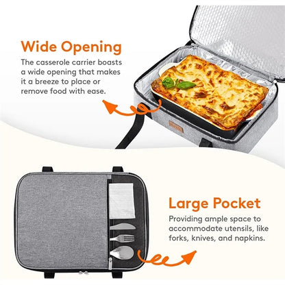 Insulated Double Casserole Carrier Thermal Lunch Tote Bag