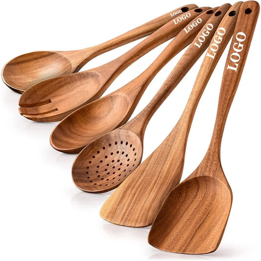 Wooden Spoons Cooking Smooth Finish Teak Utensils
