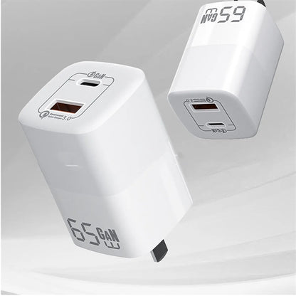 65W 2 Ports Foldable Pd Pps Fast Charging Block Adapter