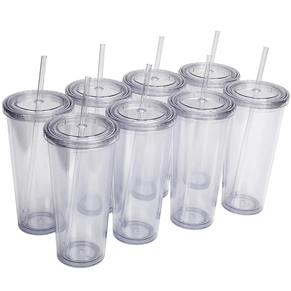 24Oz Classic Transparent Insulated Double Wall Tumbler Cup
