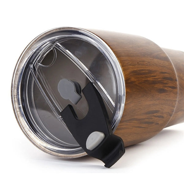 Stainless Steel Insulated Travel Mug Wood Style