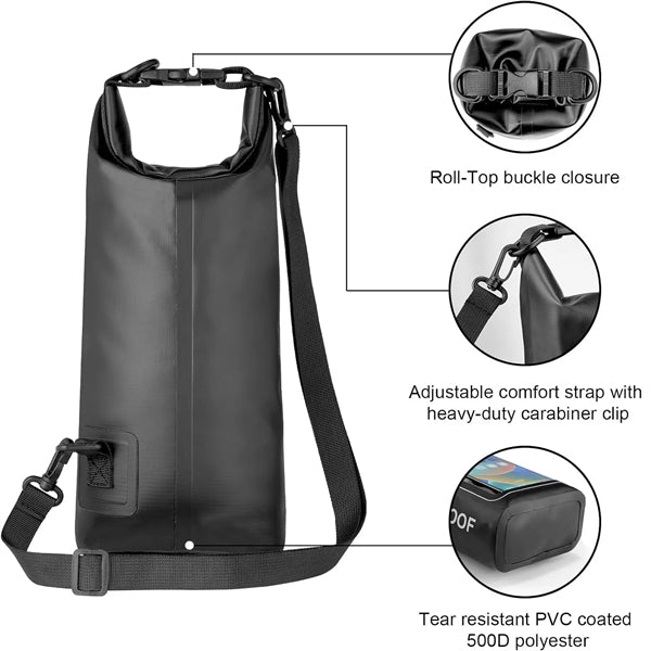 Waterproof Dry Bag 2L Roll Top Storage Backpack