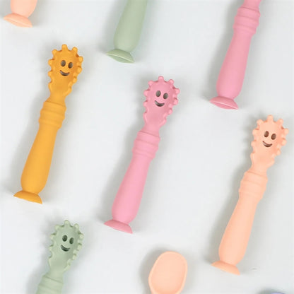 Baby Utensils Silicone Feeding Spoon Set With Suction Cup