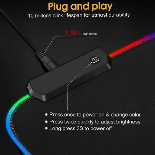 Rgb Mouse Pad Gaming Desk Soft Oversized Glowing