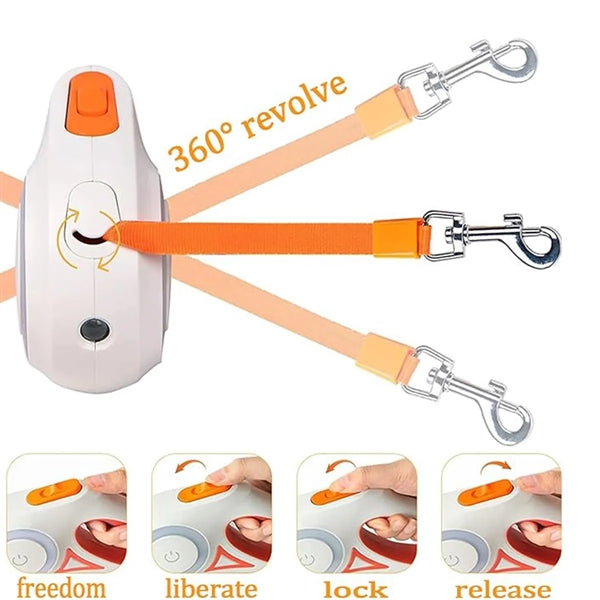 360 Degree Tangle-Free Long Dog Leash With Led