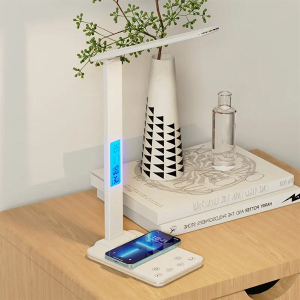Foldable Smart Wireless Charging Table Lamp with Clock Alarm