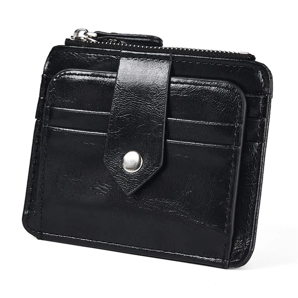 Anti-degaussing Zipper Button PU Card Holder