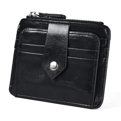 Anti-degaussing Zipper Button PU Card Holder