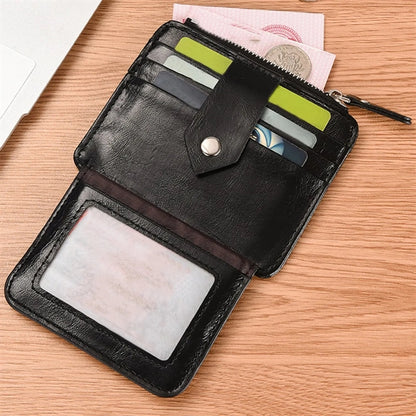 Anti-degaussing Zipper Button PU Card Holder