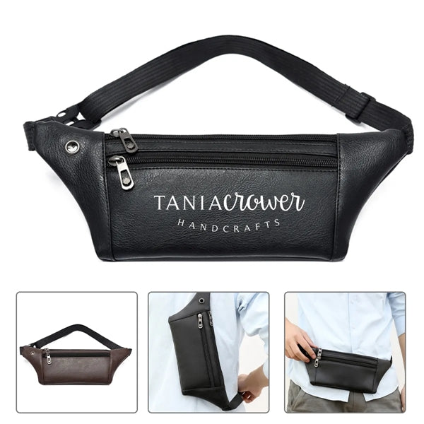 PU Earphone Hole Fanny Pack