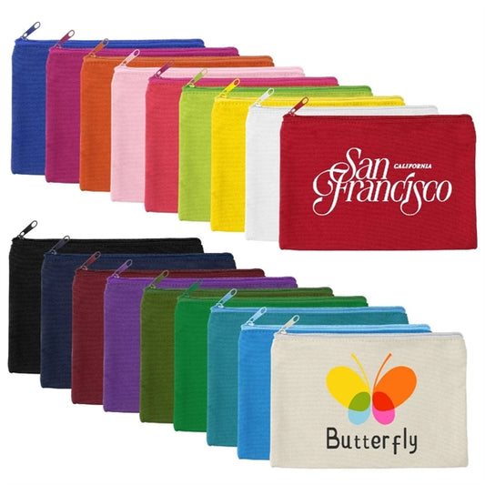 9" X 6" SOLID COLOR COTTON CANVAS MULTI PURPOSE ZIPPER POUCH