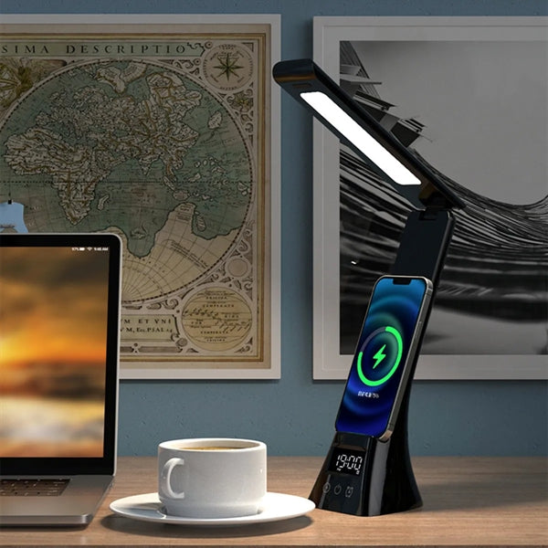 Foldable Smart LED Desk Lamp with Wireless Charger Digital C