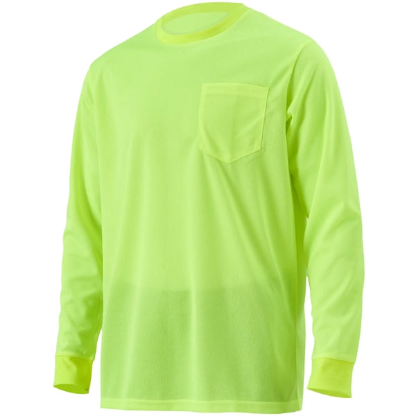 High Viz Non-ANSI Safety Long Sleeve Tee Shirt W/ Pocket
