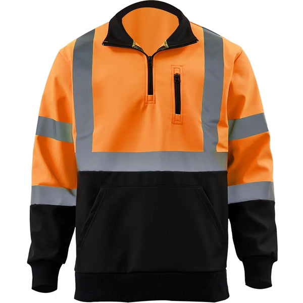Hi Viz Class 3 Reflective Tape Safety Quarter Zip w/ Pocket