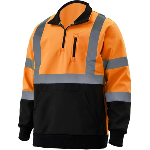 Hi Viz Class 3 Reflective Tape Safety Quarter Zip w/ Pocket