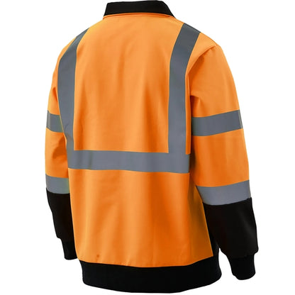 Hi Viz Class 3 Reflective Tape Safety Quarter Zip w/ Pocket