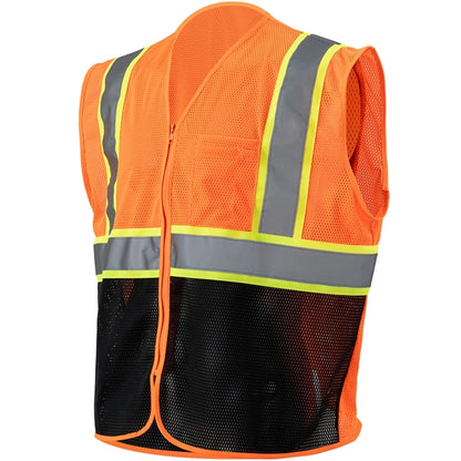 Hi Viz Class 2 Reflective Tape Safety Zipper Vest w/ Pocket