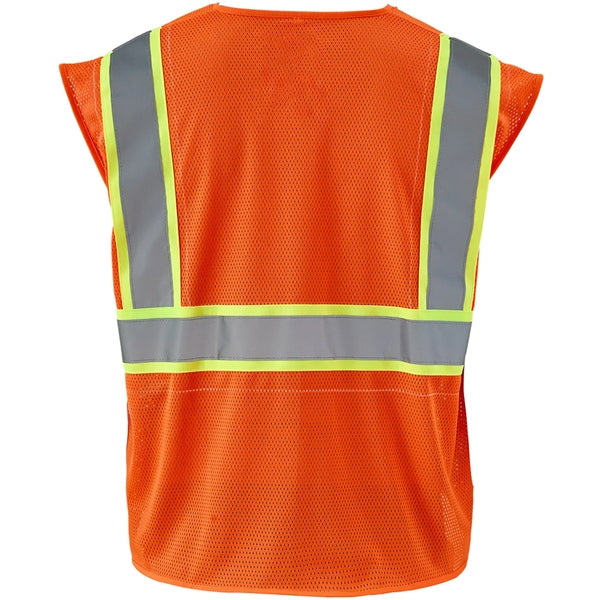 Hi Viz Class 2 Reflective Tape Safety Zipper Vest w/ Pocket