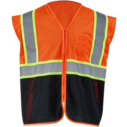Hi Viz Class 2 Reflective Tape Safety Zipper Vest w/ Pocket