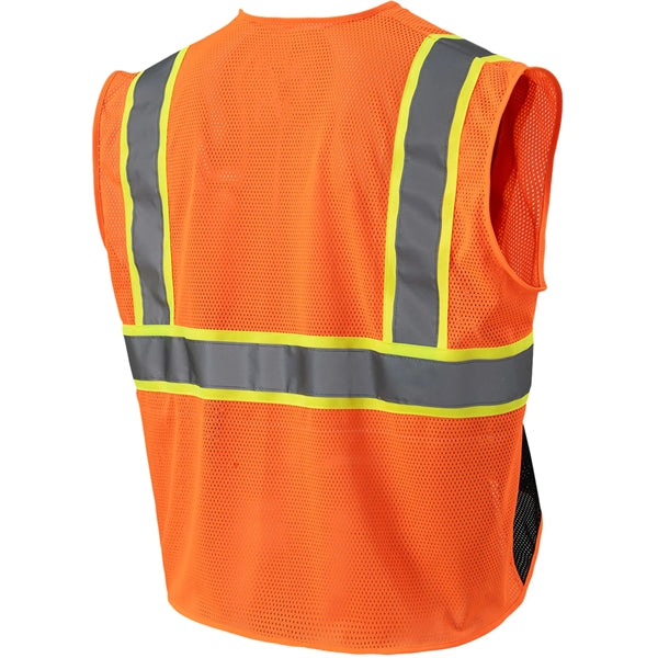 Hi Viz Class 2 Reflective Tape Safety Zipper Vest w/ Pocket