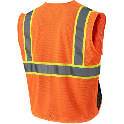 Hi Viz Class 2 Reflective Tape Safety Zipper Vest w/ Pocket