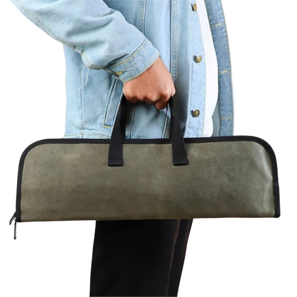Portable Waxed Canvas Knife Roll Bag with 4 Slots