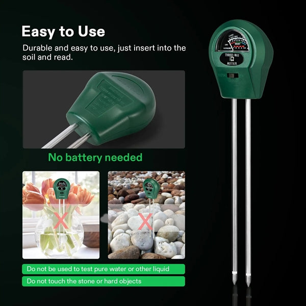 3-in-1 Soil Moisture/Light/pH Meter