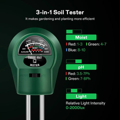 3-in-1 Soil Moisture/Light/pH Meter