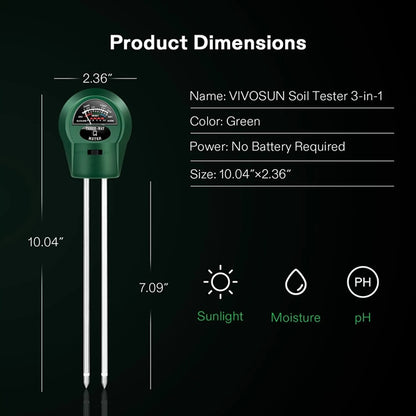 3-in-1 Soil Moisture/Light/pH Meter