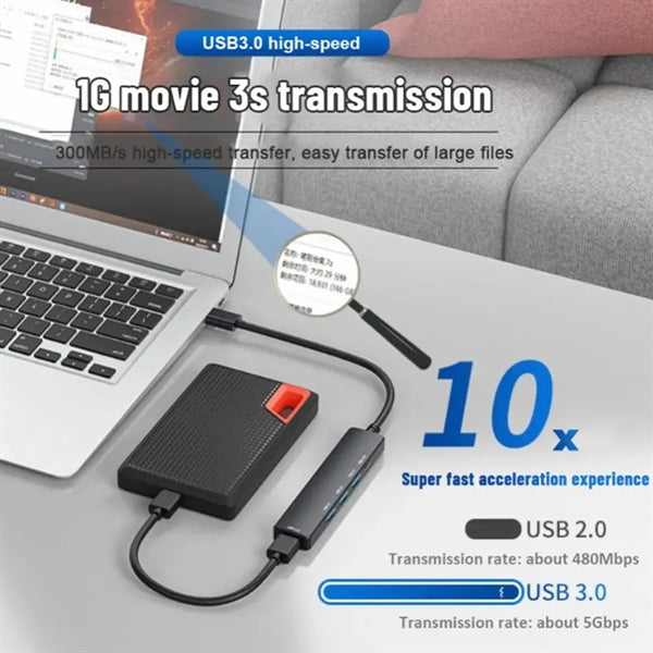 5 Ports USB 3.0 HUB Type C Multi Splitter Extension Adapter