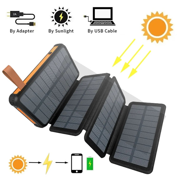 4-Panels Survival Solar Charger Power Bank 20000mAh