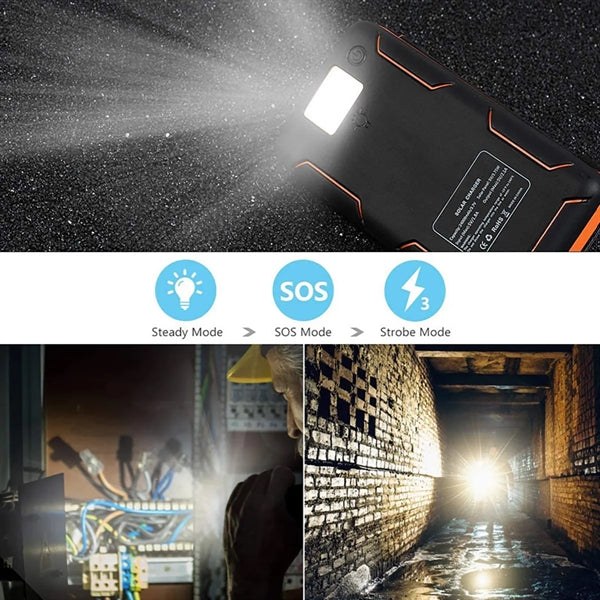 4-Panels Survival Solar Charger Power Bank 20000mAh