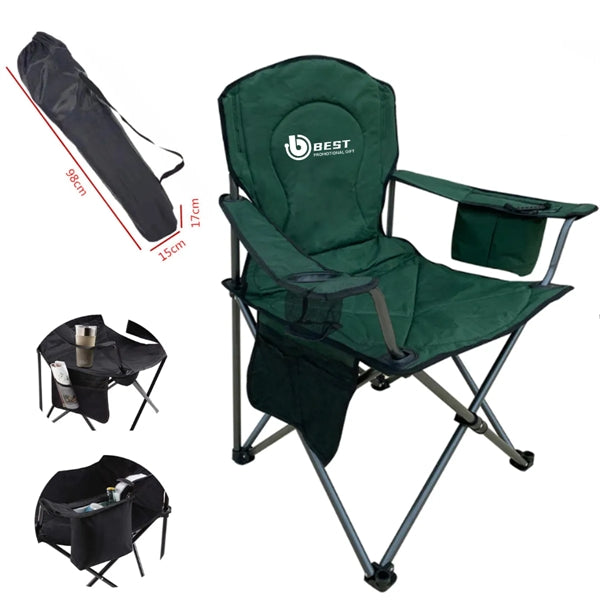 Camping Chair with Built-in 4 Can Cooler Pouch(300lb Capacit