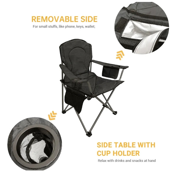 Camping Chair with Built-in 4 Can Cooler Pouch(300lb Capacit
