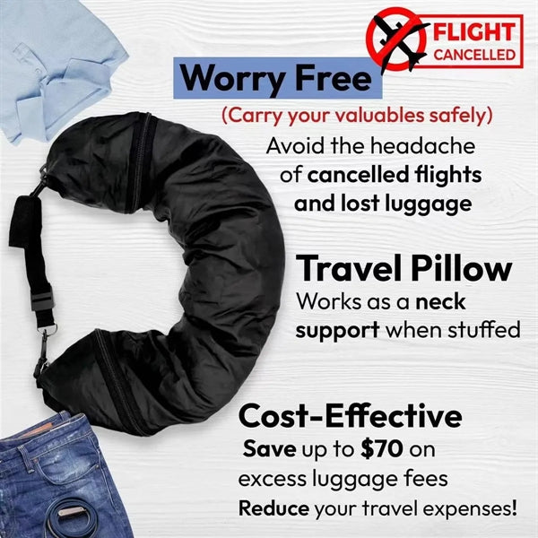 Convenient Stuffable Travel Neck Pillow Case cover