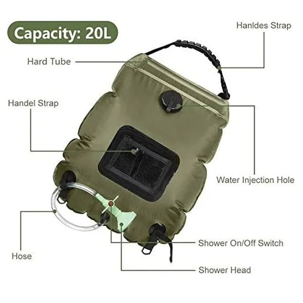 5 gallons/20L Solar Heating Camping Shower Bag