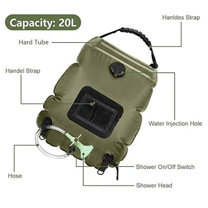 5 gallons/20L Solar Heating Camping Shower Bag